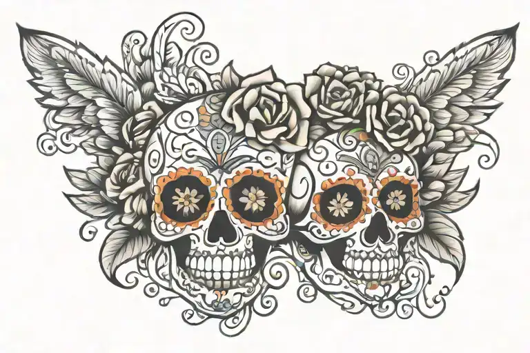 Mexican sugar skull tattoo design idea