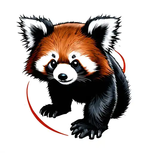 Japanese ninja red panda tattoo design idea