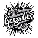 cool design with Gonzales name written tattoo design idea