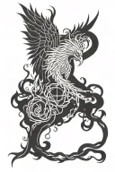 pheonix rising from fire broken chains from a heart and a brain tattoo design idea