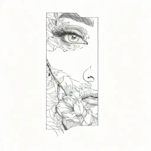 a woman's eyelashes tattoo design idea