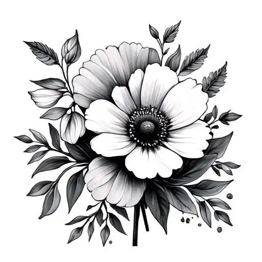 November and April birth flower bouquet small for side of boob tattoo design idea