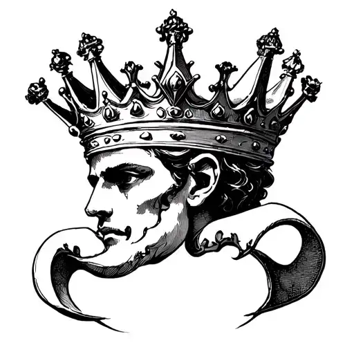 astrological sign cancer with a king's crown tattoo design idea