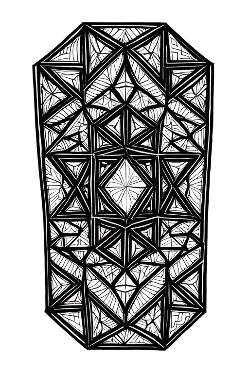 a sacred geometry pattern made of only equilateral pentagons and no other shapes. central pentagon anchoring the pattern tattoo design idea