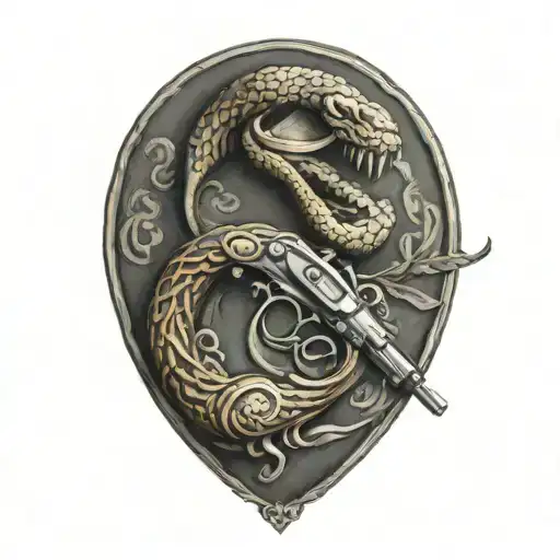 don't tread on me flintlock pistol tattoo design idea