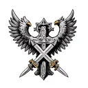 Orthodox Cross double headed eagle holding swords tattoo design idea