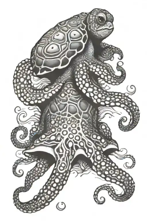octopus on a sea turtle shell tattoo design idea