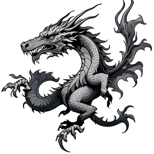 Metal Ox and Fire Dragon wrapped tattoo design idea