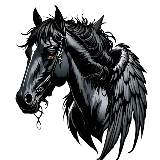 Horse with demon wings tattoo design idea
