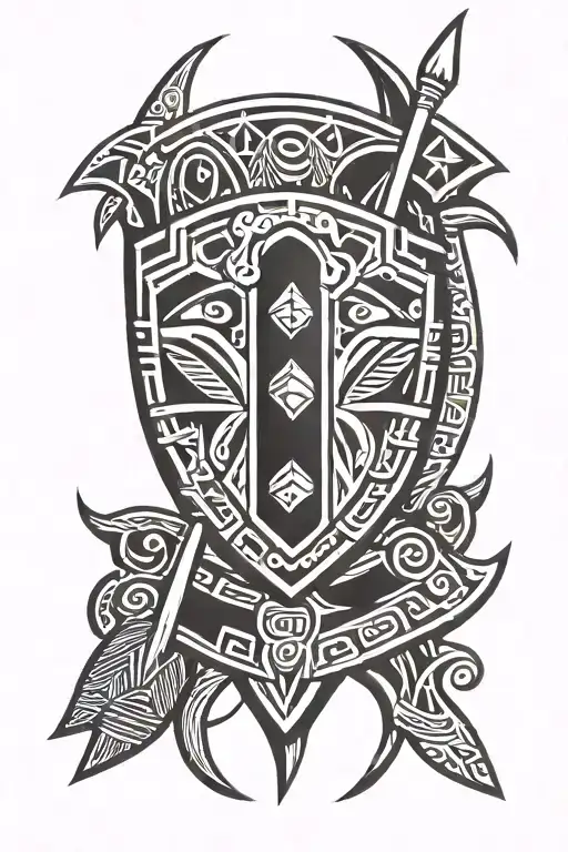 zulu shield with spears tattoo design idea