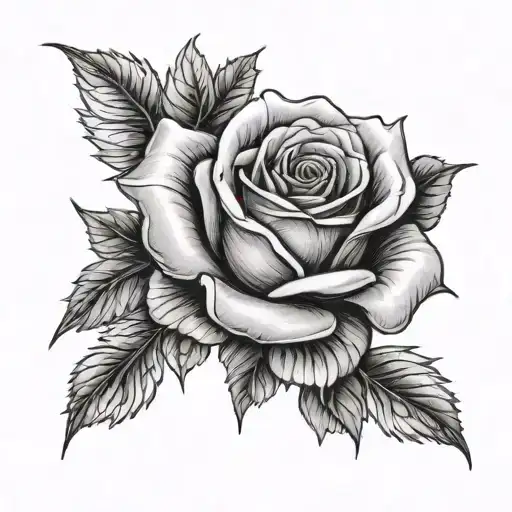 rose with memorial for grandparents tattoo design idea
