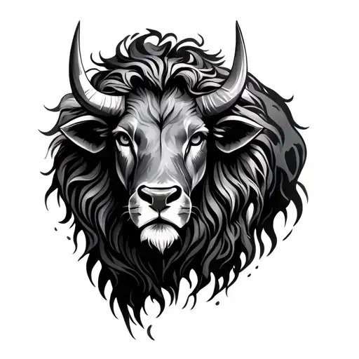 Leo zodiac sign Taurus bull Aquarius zodiac sign tattoo design idea