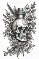 girly poison bottle with dagger and flowers surrounding no skull  tattoo design idea