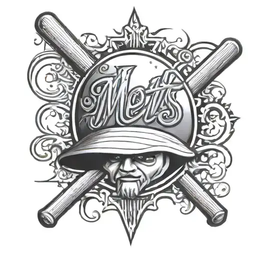 baseball New York Mets dad tattoo design idea