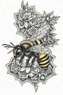 queen  bee surounded  honeycomb tattoo design idea