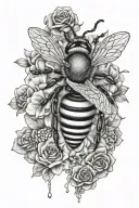 queen  bee surounded  honeycomb tattoo design idea