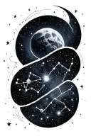 orion constellation, andromeda constellation, and chamaeleon constellation tattoo design idea