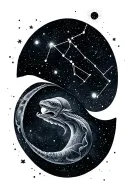 orion constellation, andromeda constellation, and chamaeleon constellation tattoo design idea