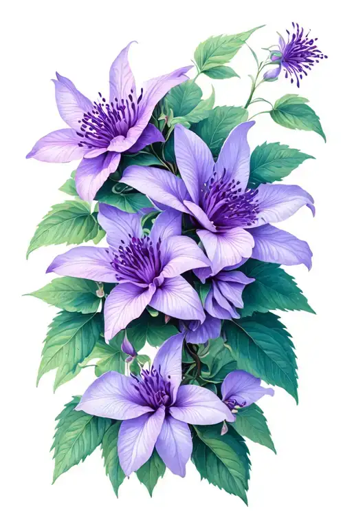 clematis flowers intertwined tattoo design idea