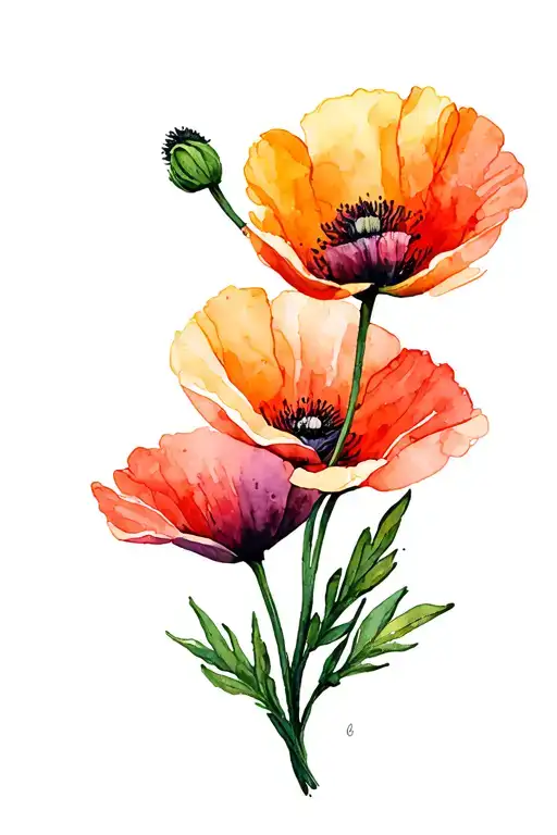 California poppy tattoo design idea