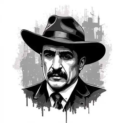 godfather "Domenico" in streets looking brand tattoo design idea