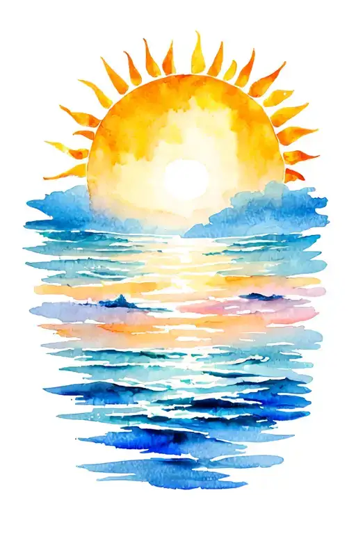 sun,ocean,cross together  tattoo design idea