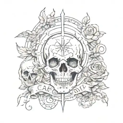 Carpe diem, memento mori written tattoo design idea