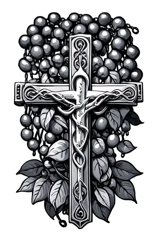 rosary necklace tattoo design idea