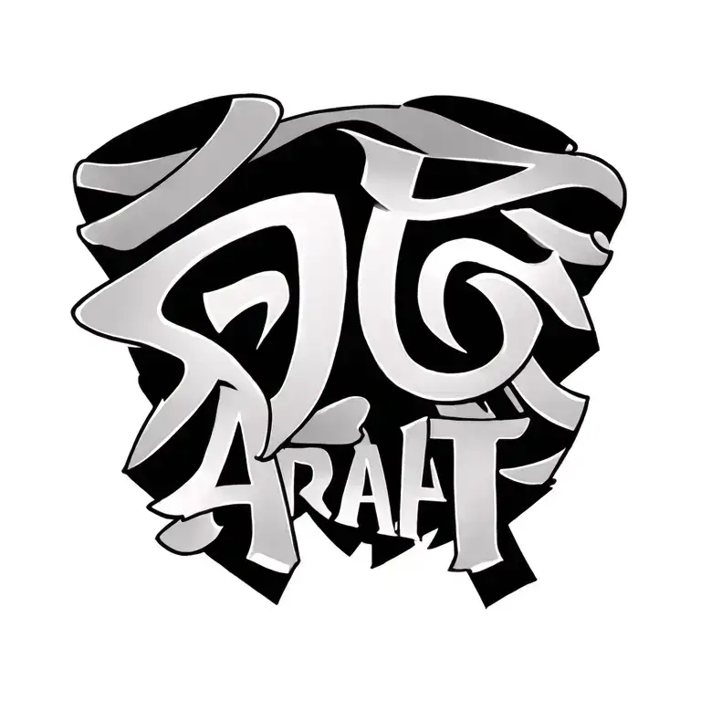 Arafat and Poly name written tattoo design idea