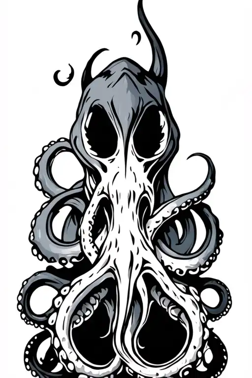kraken black and grey tattoo design idea