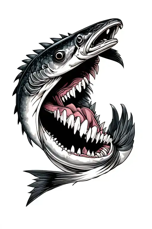 A man in a pike's mouth tattoo design idea