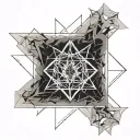 Create a unicursal hexagram six-pointed star knee tattoo tattoo design idea