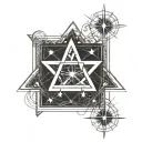 Create a unicursal hexagram six-pointed star knee tattoo tattoo design idea