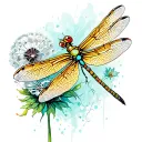 Dragonfly And Dandelion blowing tattoo design idea