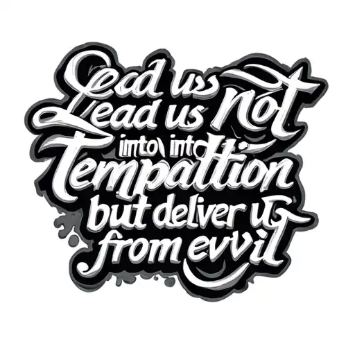 lettering tattoo written "Lead us not into temptation, but deliver us from evil" tattoo design idea