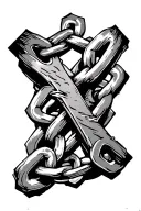 Cross breaking chain links tattoo design idea