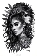 Devine ratio by divinci with names "Luka", "ebony" and "aaliyah" tattoo design idea