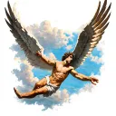 Icarus falling from the sky tattoo design idea