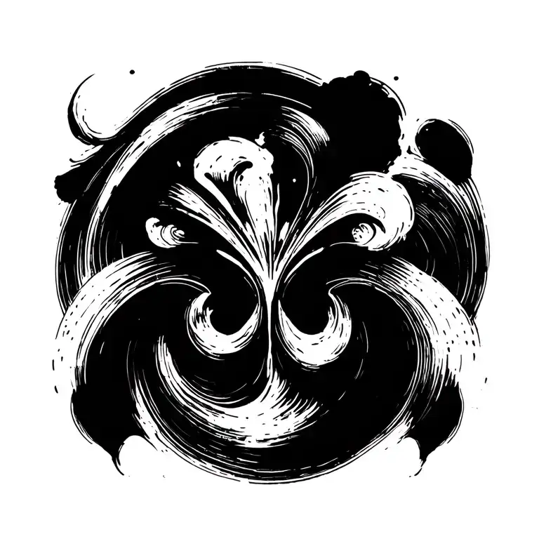 High contrast brush-like strokes dark aesthetic surrealist gothic blackwork otherworldly ornamental abstract sigilism tattoo design idea