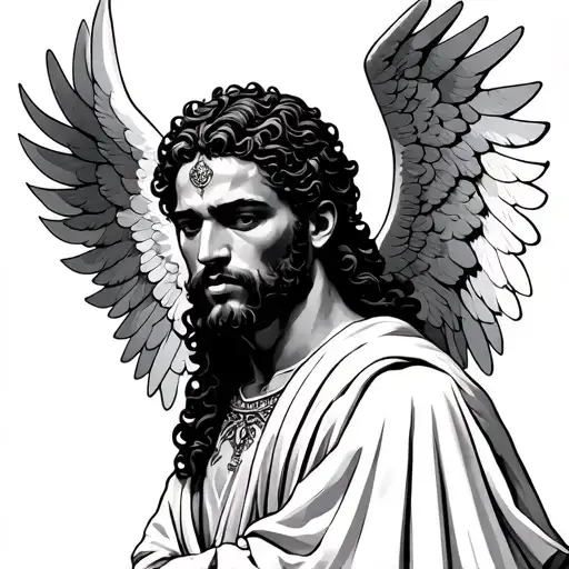 Black man angel tattoo design idea