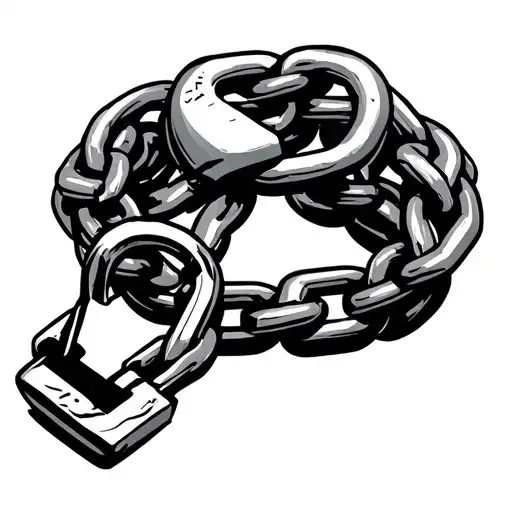 broken chain links with lock wrist band  tattoo design idea
