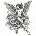 Diabolic angel falling tattoo design idea