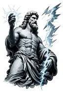 Zeus holding a lightning bolt tattoo design idea