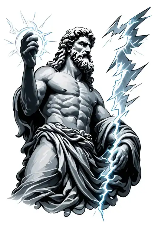 Zeus holding a lightning bolt tattoo design idea