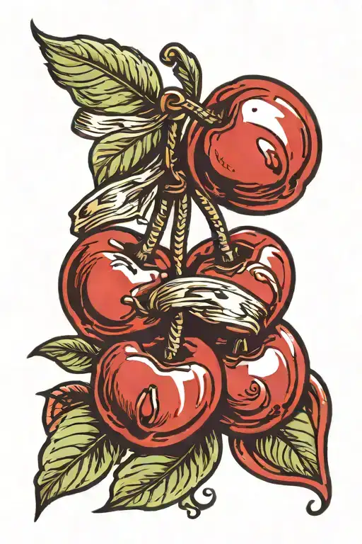 two cherries tied together with a ribbon tattoo design idea