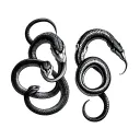 two cobra snakes facing each others legs intertwined, traditional tattoo styles detailed tattoo design idea