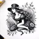 dark twisted alice in wonderland tattoo design idea