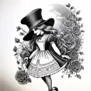dark twisted alice in wonderland tattoo design idea