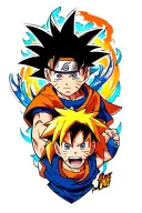 Naruto + Goku + Sukuna + Kaiju no8 tattoo design idea