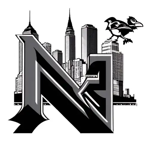 Baltimore skyline with orioles and ravens, 95 N sign tattoo design idea